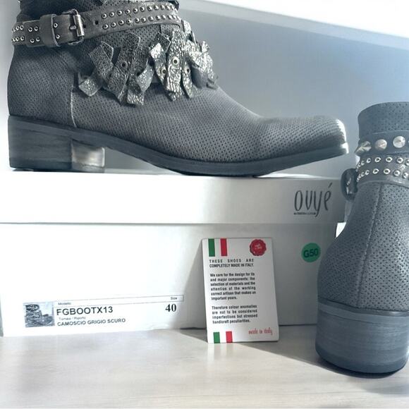 NIB OVYE by Cristina Lucchi Italian Leather Ankle Boots Size 40 (US 9.5-10) - Picture 11 of 13